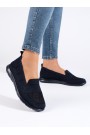 Granatowe tekstylne slip on damskie