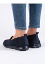 Granatowe tekstylne slip on damskie