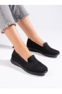 Czarne tekstylne slip on damskie