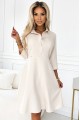  286-7 SANDY Flared shirt dress with a belt - beige 