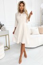  286-7 SANDY Flared shirt dress with a belt - beige 