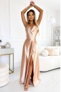  547-1 PERLA satin long dress with an exclusive neckline on the back - gold 