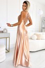  547-1 PERLA satin long dress with an exclusive neckline on the back - gold 
