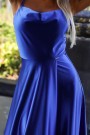  547-2 PERLA satin long dress with an exclusive neckline on the back - blue 