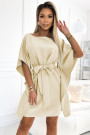  287-28 SOFIA Butterfly dress with a binding at the waist - beige 