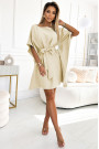  287-28 SOFIA Butterfly dress with a binding at the waist - beige 