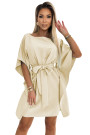  287-28 SOFIA Butterfly dress with a binding at the waist - beige 