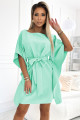  287-31 SOFIA Women's butterfly dress with a tie at the waist - mint 