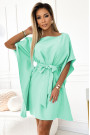  287-31 SOFIA Women's butterfly dress with a tie at the waist - mint 