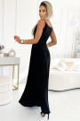  299-18 CHIARA elegant maxi dress with straps - black with glitter 