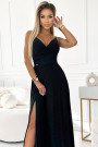  299-18 CHIARA elegant maxi dress with straps - black with glitter 