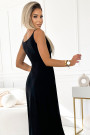  299-18 CHIARA elegant maxi dress with straps - black with glitter 