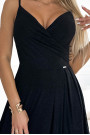  299-18 CHIARA elegant maxi dress with straps - black with glitter 