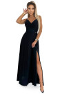  299-18 CHIARA elegant maxi dress with straps - black with glitter 