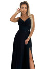 299-18 CHIARA elegant maxi dress with straps - black with glitter 