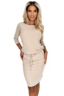  13-161 Sporty dress with pockets and ties - beige 
