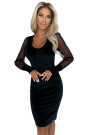  343-2 Elegant velor dress with tulle sleeves - black 