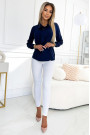 140-22 Business blouse with long sleeves and tie front - dark blue 