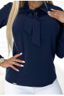  140-22 Business blouse with long sleeves and tie front - dark blue 