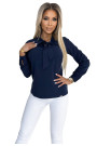  140-22 Business blouse with long sleeves and tie front - dark blue 