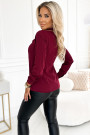  140-23 Business blouse with long sleeves and front tie - burgundy 