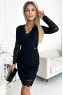  170-13 Lace dress with neckline - black 
