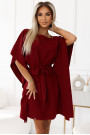  287-34 SOFIA Butterfly dress with a binding at the waist - Burgundy color 