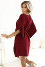  287-34 SOFIA Butterfly dress with a binding at the waist - Burgundy color 