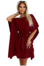  287-34 SOFIA Butterfly dress with a binding at the waist - Burgundy color 