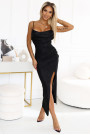  563-2 COSIMA Shiny and elegant draped dress - black 
