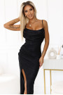  563-2 COSIMA Shiny and elegant draped dress - black 