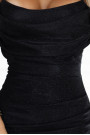  563-2 COSIMA Shiny and elegant draped dress - black 