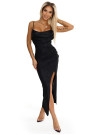  563-2 COSIMA Shiny and elegant draped dress - black 