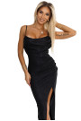  563-2 COSIMA Shiny and elegant draped dress - black 
