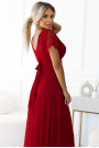  562-2 NASTIA Long dress with neckline and short sleeves - burgundy 