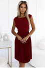  311-15 LILA Pleated dress with short sleeves - color burgundy 