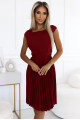  311-15 LILA Pleated dress with short sleeves - color burgundy 