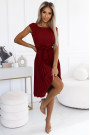 311-15 LILA Pleated dress with short sleeves - color burgundy 