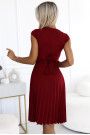  311-15 LILA Pleated dress with short sleeves - color burgundy 