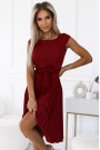  311-15 LILA Pleated dress with short sleeves - color burgundy 