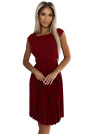  311-15 LILA Pleated dress with short sleeves - color burgundy 