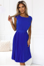  311-16 LILA Pleated dress with short sleeves - Royal Blue 