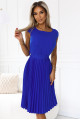  311-16 LILA Pleated dress with short sleeves - Royal Blue 