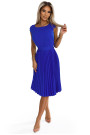 311-16 LILA Pleated dress with short sleeves - Royal Blue 