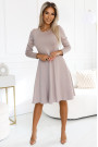  567-1 Comfortable long sleeve trapeze dress - beige 