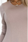  567-1 Comfortable long sleeve trapeze dress - beige 