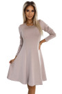  567-1 Comfortable long sleeve trapeze dress - beige 
