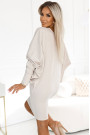  402-7 Jumper warm bat dress with cleavage - beige 