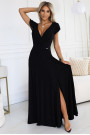  411-12 CRYSTAL long shimmering dress with a neckline - black 