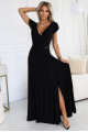  411-12 CRYSTAL long shimmering dress with a neckline - black 